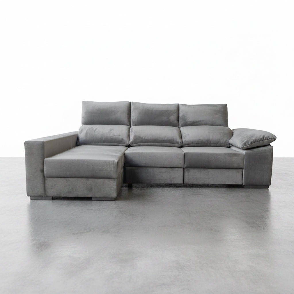 SOFA CHAISE LONGUE 3 PLAZAS TELA ALBANY ACUALINE ALBORAIA