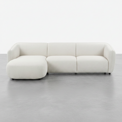 SOFÁ CHAISE LONGUE 3 LUGARES EM TECIDO BOUCLÉ ARAMIS
