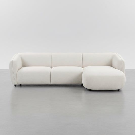 SOFA CHAISE LONGUE 3 PLAZAS EN TELA BOUCLE ARAMIS