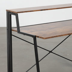 ESCRITORIO PLEGABLE 120x62 Cm EN ACERO NEGRO Y MDF ROBLE ENVEJECIDO GARONA