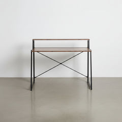 ESCRITORIO PLEGABLE 120x62 Cm EN ACERO NEGRO Y MDF ROBLE ENVEJECIDO GARONA