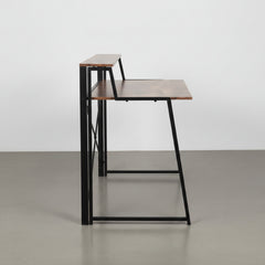ESCRITORIO PLEGABLE 120x62 Cm EN ACERO NEGRO Y MDF ROBLE ENVEJECIDO GARONA