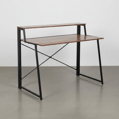 ESCRITORIO PLEGABLE 120x62 Cm EN ACERO NEGRO Y MDF ROBLE ENVEJECIDO GARONA