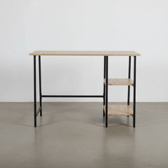 ESCRITORIO MDF ROBLE 110x50 Cm Y PATAS METALICAS NEGRAS SENDAI