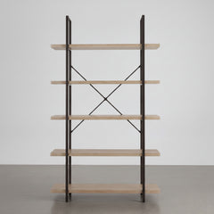 ESTANTERIA 174x100 cm EN MDF ROBLE Y ACERO NEGRO SENDAY