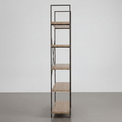 ESTANTERIA 174x100 cm EN MDF ROBLE Y ACERO NEGRO SENDAY