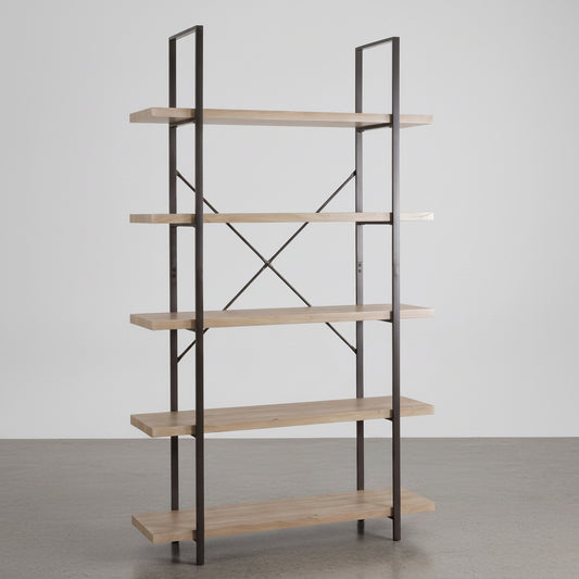 ESTANTERIA 174x100 cm EN MDF ROBLE Y ACERO NEGRO SENDAY