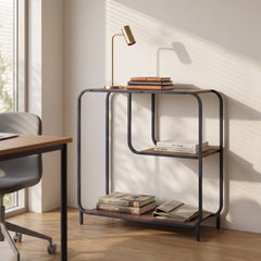 ESTANTERIA MODULAR 74x80 cm EN MADERA NOGAL Y ACERO NEGRO SAKAY