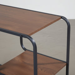 ESTANTERIA MODULAR 74x80 cm EN MADERA NOGAL Y ACERO NEGRO SAKAY