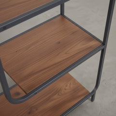 ESTANTERIA MODULAR DE PARED 174x80 cm EN MADERA NOGAL Y ACERO NEGRO SAKAY