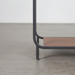 ESTANTERIA MODULAR DE PARED 174x80 cm EN MADERA NOGAL Y ACERO NEGRO SAKAY