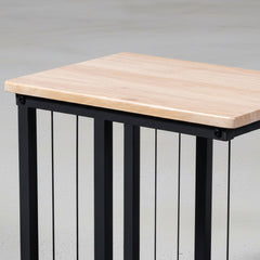 MESA AUXILIAR EN MDF RECHAPADO ROBLE Y BASE ACERO NEGRO IRUMA
