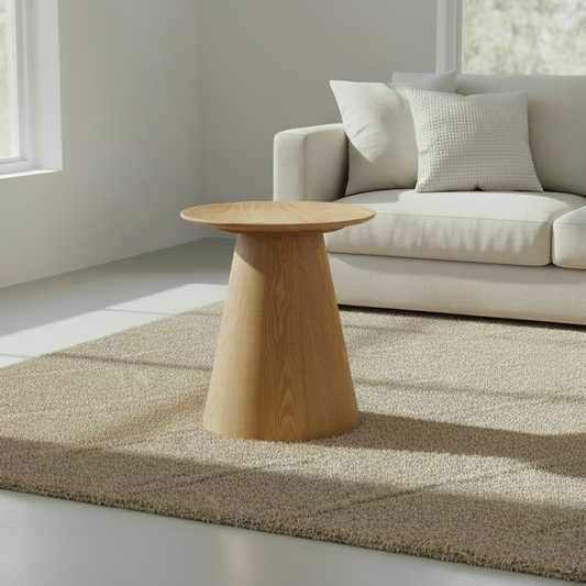 MESA DE CENTRO REDONDA ALTA EN ROBLE ELENA (Ø45 cm)