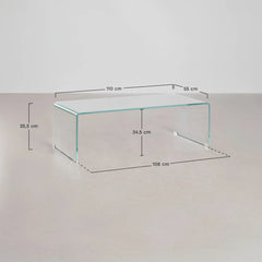 MESA DE CENTRO VIDRO TEMPERADO VOLCANO 110X55 cm