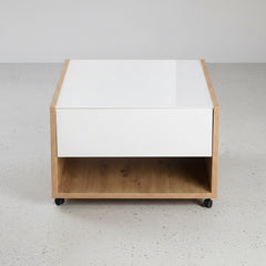 MESA DE CENTRO EN ROBLE ARTISAN Y VIDRIO MOULING