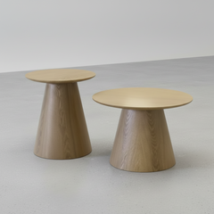 MESA DE CENTRO REDONDA ALTA EM CARVALHO ELENA (Ø45 cm)