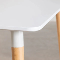 MESA DE COMEDOR RECTANGULAR 120X80 cm EN HAYA Y MDF BLANCO NORDIC