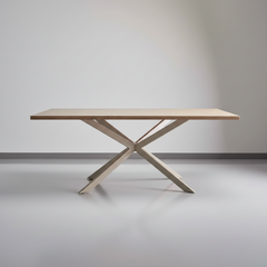 MESA DE COMEDOR RECTANGULAR 160x90cm EN HAYA Y ACERO EMMET