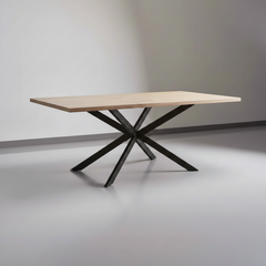 MESA DE JANTAR RETANGULAR 160x90 cm EM FAIA E AÇO EMMET