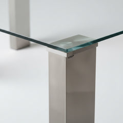 MESA DE CENTRO RECTANGULAR VIDRIO Y ACERO CORINA