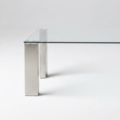 MESA DE CENTRO RETANGULAR 110x55 cm EM VIDRO E AÇO CORINA