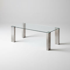MESA DE CENTRO RECTANGULAR VIDRIO Y ACERO CORINA