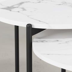 SET 2 MESAS DE CENTRO EN MDF MARMOL TURIN (Ø80 Cm - Ø50 Cm)