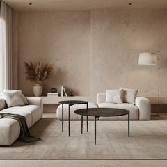 SET 2 MESAS DE CENTRO EN MDF MARMOL TURIN (Ø80 Cm - Ø50 Cm)