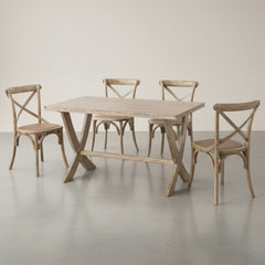 MESA DE JANTAR RETANGULAR 135x80 cm EM MADEIRA MACIÇA DE OLMO HERA