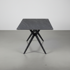 MESA DE COMEDOR RECTANGULAR 160x90cm EN DM CERAMICO Y ACERO STONE