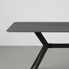 MESA DE JANTAR RETANGULAR 160x90 cm EM MDF CERÂMICO E AÇO STONE