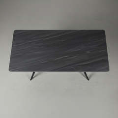 MESA DE JANTAR RETANGULAR 160x90 cm EM MDF CERÂMICO E AÇO STONE