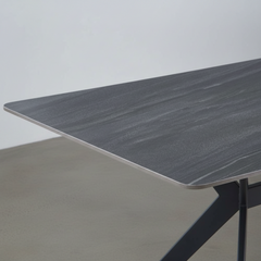 MESA DE JANTAR RETANGULAR 160x90 cm EM MDF CERÂMICO E AÇO STONE