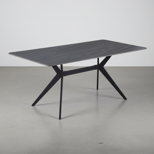 MESA DE COMEDOR RECTANGULAR 160x90 cm EN DM CERAMICO Y ACERO STONE