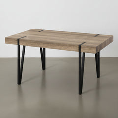 MESA DE COMEDOR RECTANGULAR 150X90 Cm MDF ROBLE PATAS METALICAS ATENEA