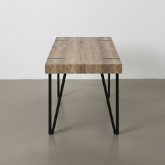 MESA DE COMEDOR RECTANGULAR 150X90 Cm MDF ROBLE PATAS METALICAS ATENEA