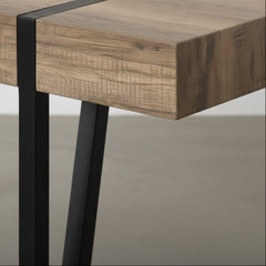 MESA DE COMEDOR RECTANGULAR 150X90 Cm MDF ROBLE PATAS METALICAS ATENEA
