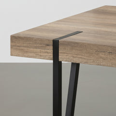 MESA DE COMEDOR RECTANGULAR 150X90 Cm MDF ROBLE PATAS METALICAS ATENEA