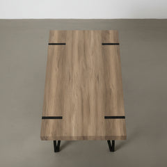 MESA DE COMEDOR RECTANGULAR 150X90 Cm MDF ROBLE PATAS METALICAS ATENEA