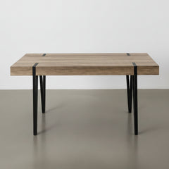 MESA DE COMEDOR RECTANGULAR 150X90 Cm MDF ROBLE PATAS METALICAS ATENEA