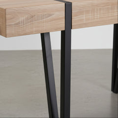 MESA DE COMEDOR RECTANGULAR 150X90 Cm MDF ROBLE PATAS METALICAS ATENEA