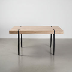 MESA DE COMEDOR RECTANGULAR 150X90 Cm MDF ROBLE PATAS METALICAS ATENEA