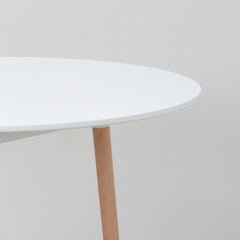 MESA DE COZINHA REDONDA Ø60 cm EM FAIA E MDF BRANCO ARIA NORDIC