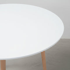 MESA DE COZINHA REDONDA Ø60 cm EM FAIA E MDF BRANCO ARIA NORDIC