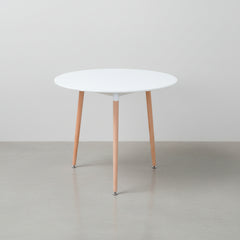 MESA DE COZINHA REDONDA Ø60 cm EM FAIA E MDF BRANCO ARIA NORDIC