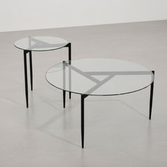 SET 2 MESAS DE CENTRO CRISTAL EVER (Ø80 Cm - Ø50 Cm)