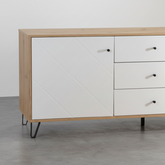 APARADOR RECTANGULAR 123x40cm EN ROBLE Y BLANCO SUECIA