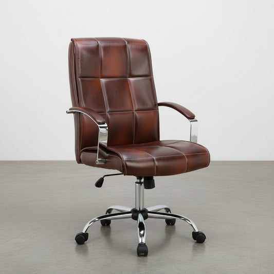 SILLA OFICINA TAPIZADO POLIPIEL VINTAGE CON RUEDAS BELINDA