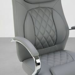 SILLA OFICINA ERGONOMICA EN PIEL SINTETICA GRIS CON REPOSACABEZAS INTEGRADO ANGELA