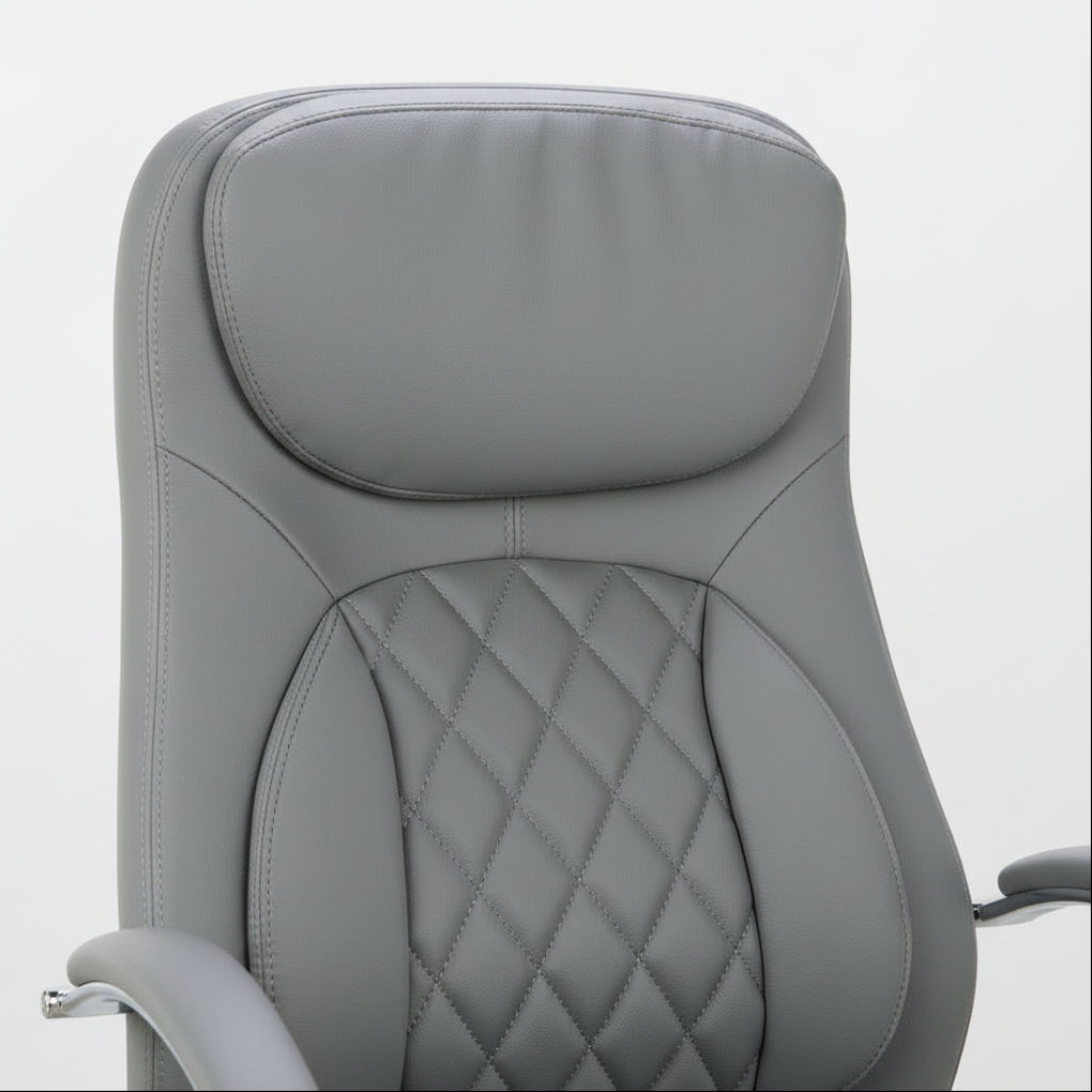 SILLA OFICINA ERGONOMICA EN PIEL SINTETICA GRIS CON REPOSACABEZAS INTEGRADO ANGELA